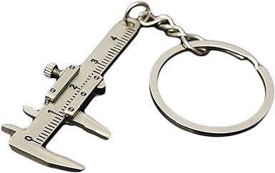 Portable Mini Vernier Caliper Keychain Steel Color