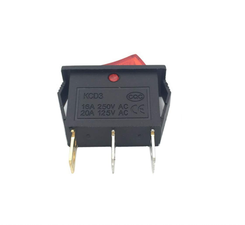 Interruptor rojo con luz KCD3 de 3 pines, 16 A/250V-20A/125V para barco maquinaria arduino