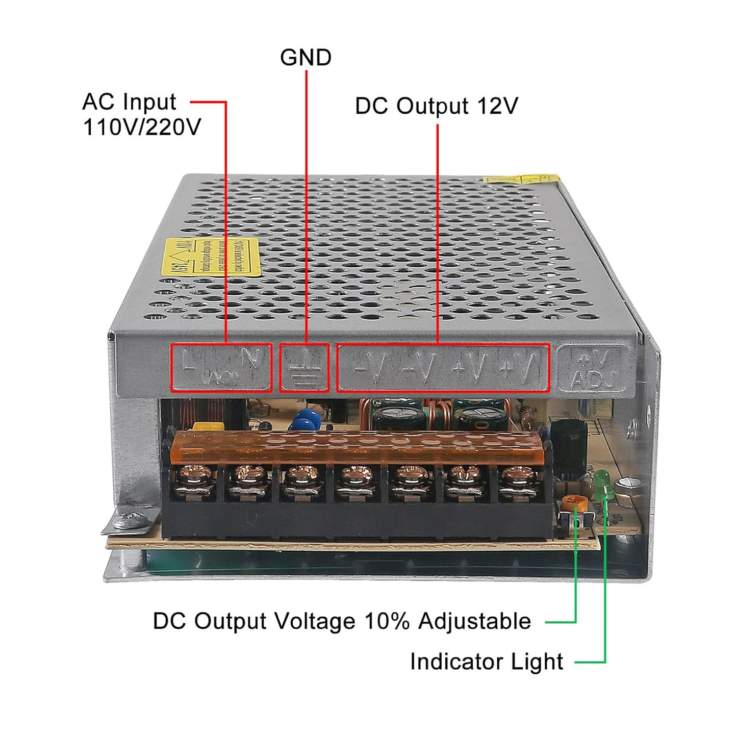 Fuente Poder Conmutada Transformador 12v 10a 120w dimensiones reducidas