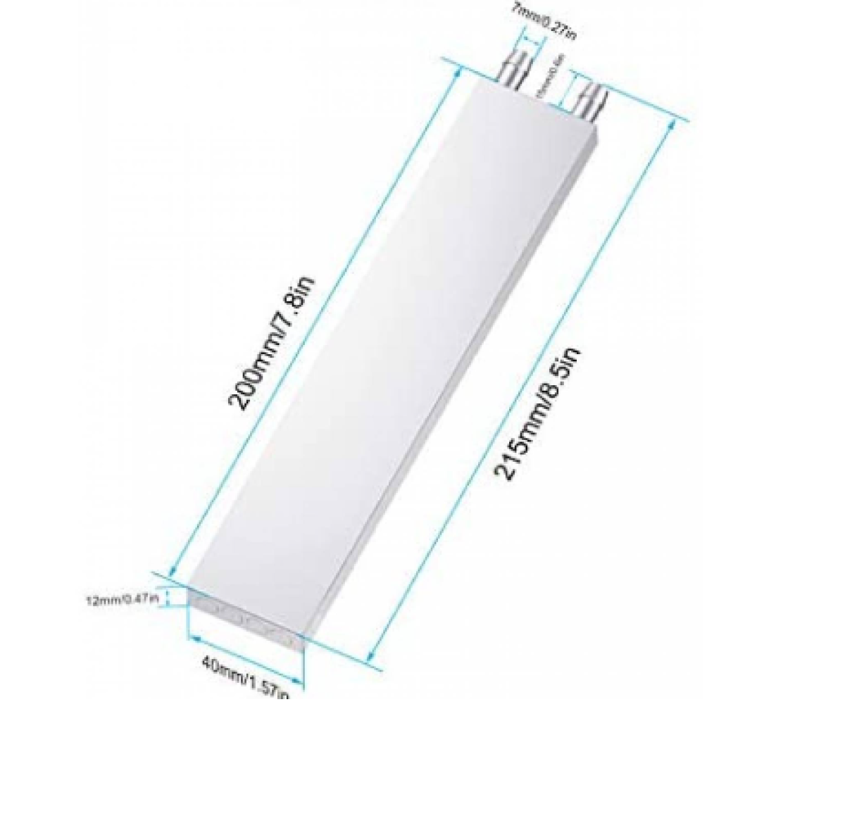 Bloque de refrigeración por agua de aluminio 40x200x12mm Lineales nozzles