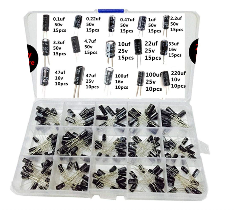 Kit de 200 condensadores electrolíticos de 15 valores