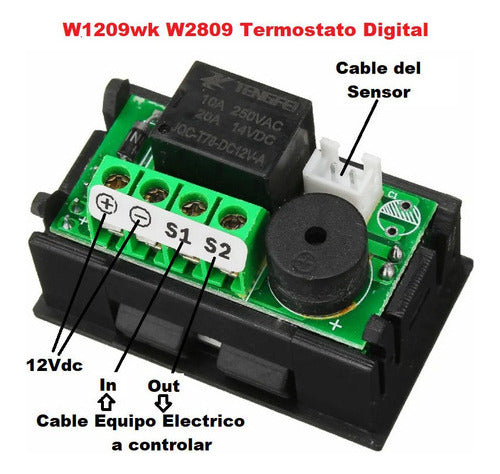W1209wk W2809 12V ermostato Digital 2 pantallas Control Temperatura Incubadora, Nevera Cava …