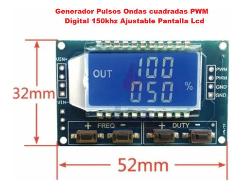 HW-753 Generador Pulsos Ondas cuadradas PWM 150khz LCD