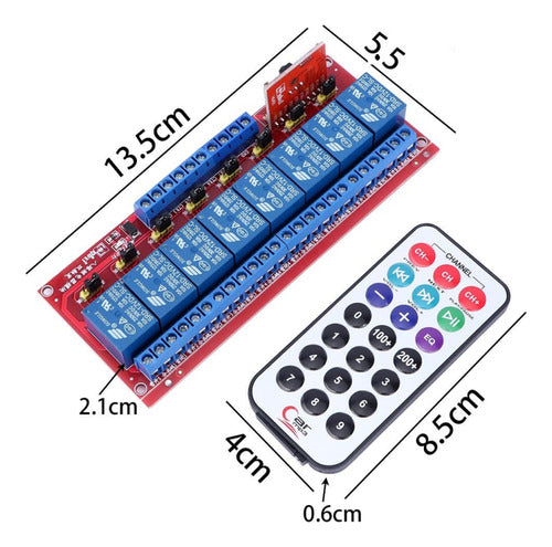 Control Remoto InfraRojo 8Reles 12V 10A