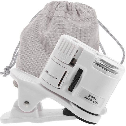 Mini Portable 100x Microscopio para Celular +Bag +2Batteries