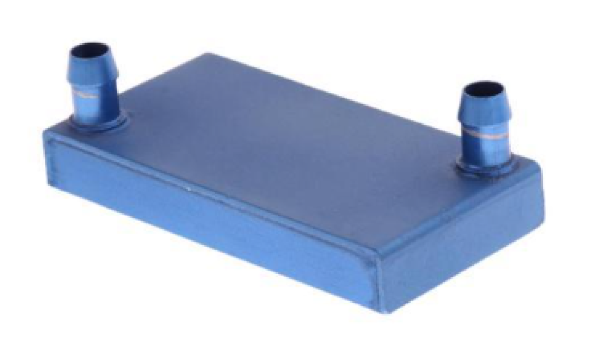 Bloque de refrigeración por agua de aluminio 40x80x12mm perpendicular nozzles blue