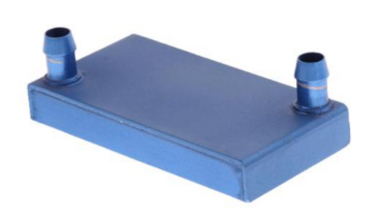 Bloque de refrigeración por agua de aluminio 40x80x12mm  perpendicular  nozzles blue