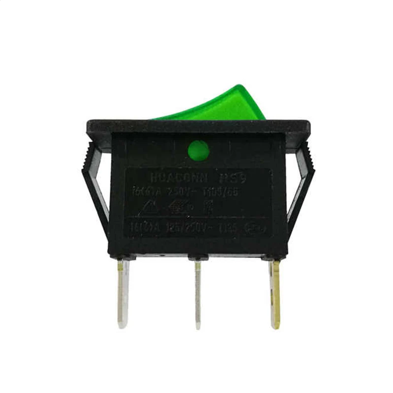 Interruptor verde con luz KCD3 de 3 pines, 16 A/250V-20A/V para barco maquinaria arduin