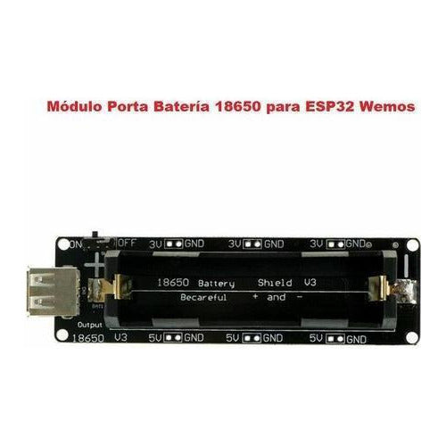 Módulo Porta Batería 18650 para ESP32 Wemos USB Para Arduino, Raspberry, ..