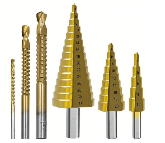 Juego de 6 mechas / brocas escalonadas de titanio en bolsa