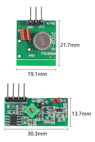 Modulo RF Transmisor y Receptor 315Mhz Radiofrecuencia