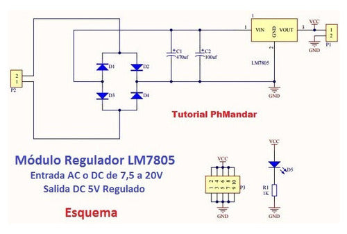 Modulo Convertidor Regulador LM7805 de 7,5V-35V a 5V 1,2A