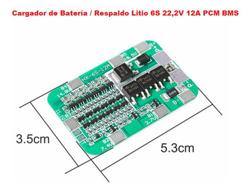 Cargador de Batería / Respaldo Litio 6S 22,2V 12A PCM BMS