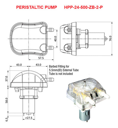 Bomba Peristáltica Dosificadora de flujo Dispensadora 500ml/mn