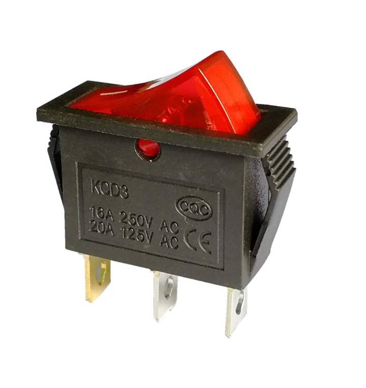 Interruptor rojo con luz KCD3 de 3 pines, 16 A/250V-20A/125V para barco maquinaria arduino