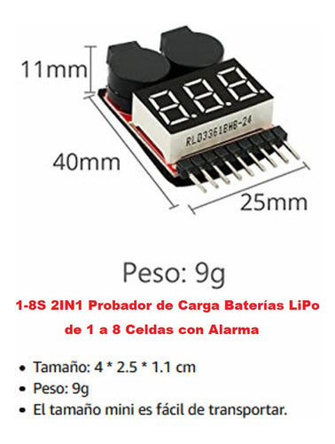 Salva Lipo 2in1 Tester Alarma Banco Baterías 1s A 8s Litio