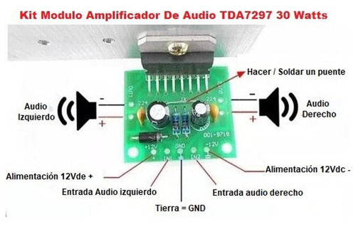 Kit Modulo Amplificador De Audio Tda7297 30 Watts Para Armar
