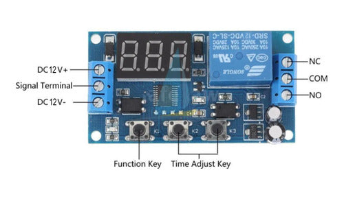 Módulo de relé de retardo de tiempo digital LED DC 12V