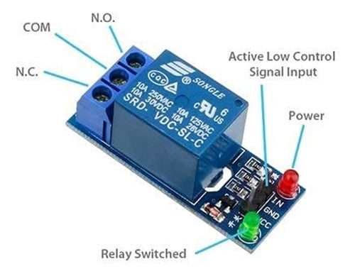 Módulo 1 Relé 12vdc 2 Leds Dispara A Bajo Voltaje