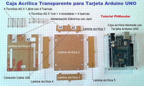 Caja Acrilica Transparente para Arduino Uno R3