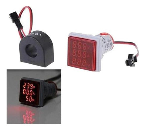 Sensor AD16-22FAVH Voltímetro Amperímetro Frecuencímetro 3 en 1 60/500Vac 0/100Amp