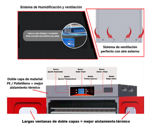 Incubadora Automática 1000 huevos Control Temperatura Humedad Volteo