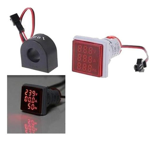 Sensor AD16-22FAVH Voltímetro Amperímetro Frecuencímetro 3 en 1 60/500Vac 0/100Amp