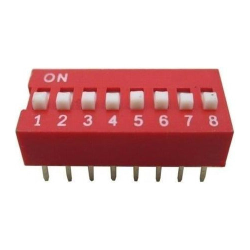 Modulo de conmutador 2.54 mm 8-bit 8 posiciones forma Dip Rojo Pitch