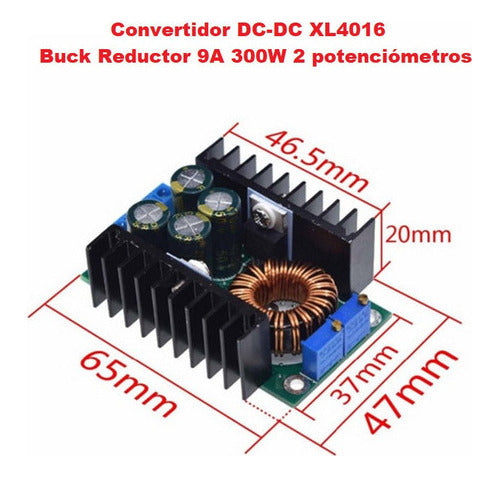 Convertidor DC-DC XL4016 Buck Reductor 9A 300W 2 potenciómetros
