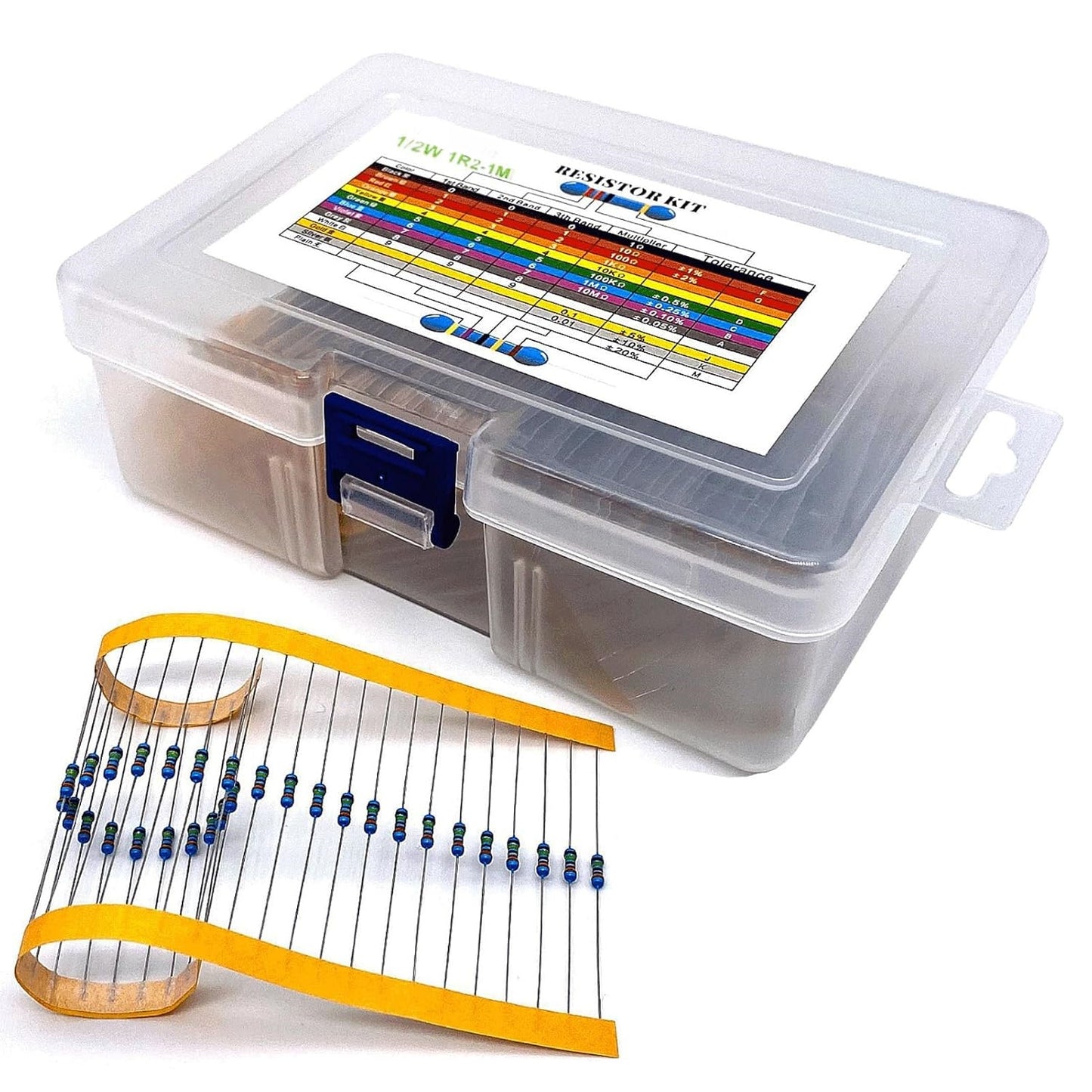 Kit de 500 resistencias de 50 valores – 1/2W 1% (1R2-1M)