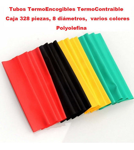 Tubos TermoEncogibles TermoContraible Caja 328 piezas 8 diámetros, varios colores Polyolefina