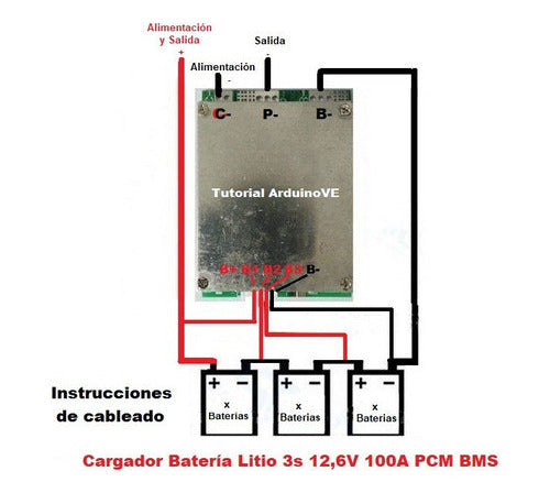 Cargador Batería / Respaldo Litio 3s 12,6V 100A PCM BMS