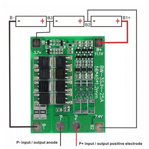 Protección de carga de circuito de serie MOS BMS Placa Módulo Cargador Batería de litio 
