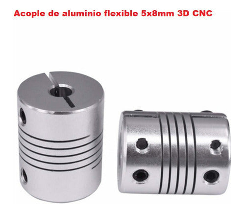 Acople de aluminio flexible 5x8mm para 3D CNC