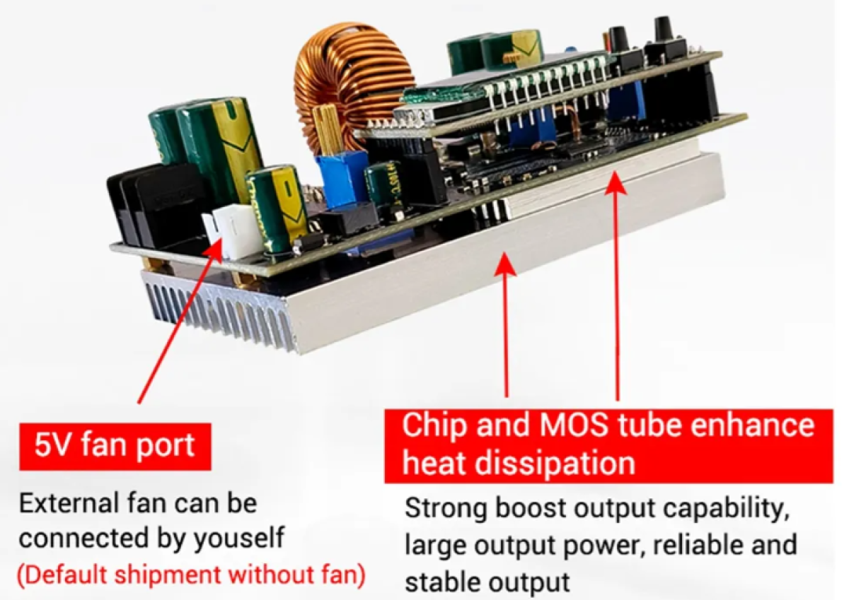ZK-SL20 Módulo Fuente Alimentación Booster / Convertidor, Sube / Baja Voltaje y/o Amperaje, 300W 7-80 a 1.4-79Vdc 0 a 20Amp