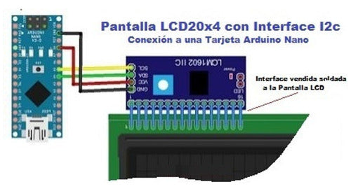 Pantalla Lcd2004 Hd44780 20x4 Con Interface I2c Fondo Azul