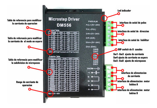 DM556 Driver Controlador Motor Paso a Paso  24-50V 1-5.6A
