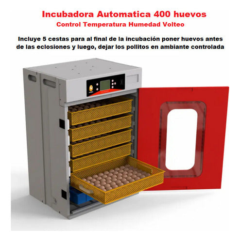 Incubadora Automática 400 Huevos Control Temperatura Humedad Volteo