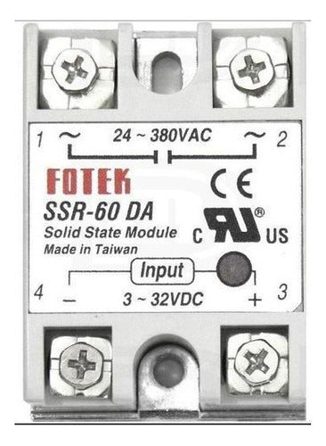 Modulo rele de estado sólido 60A 24v-380v 40 a 250 V SSR-60DA 3-32v Dc A Ac