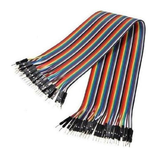 40 Cables Dupont Jumper 20cm 2.54 mm Macho a Macho