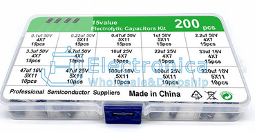 Kit de 200 condensadores electrolíticos de 15 valores