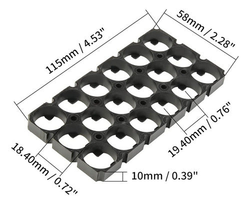 Espaciador simple para baterías Litio 18650 3x6