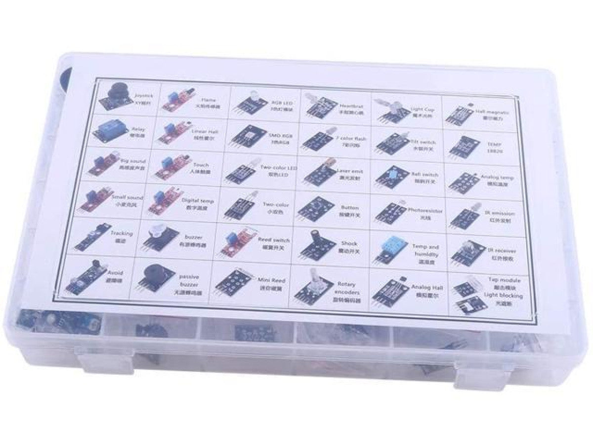 Kit 37 Módulos y Sensores diferentes compatibles Arduino Raspberry ESP32 PIC .. Con Caja