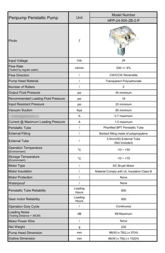 Bomba Peristáltica Dosificadora de flujo Dispensadora 500ml/mn
