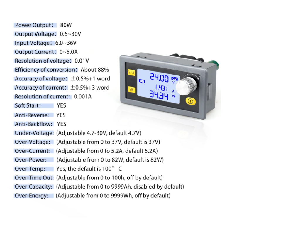XY-SK80H convertidor DC-DC Buck-boost Adjustable Regulated Modulo fuente de poder
