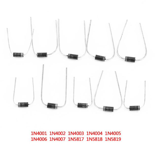 Kit Diodos 200pcs 10 valores X 20pcs 1N4001-4007  1N5817-19