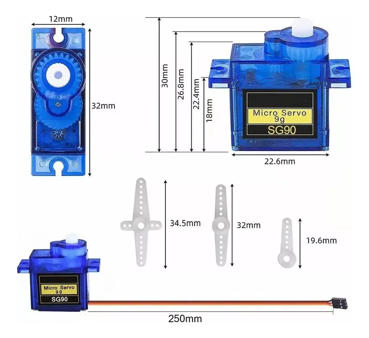 Kit Brazo Robótico Chasis Acrílico negro con 4 Servos SG90 para estudiantes y aficionados