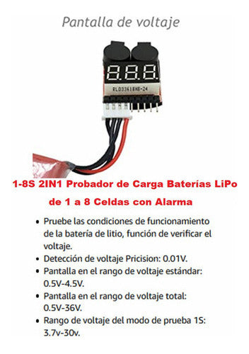 Salva Lipo 2in1 Tester Alarma Banco Baterías 1s A 8s Litio
