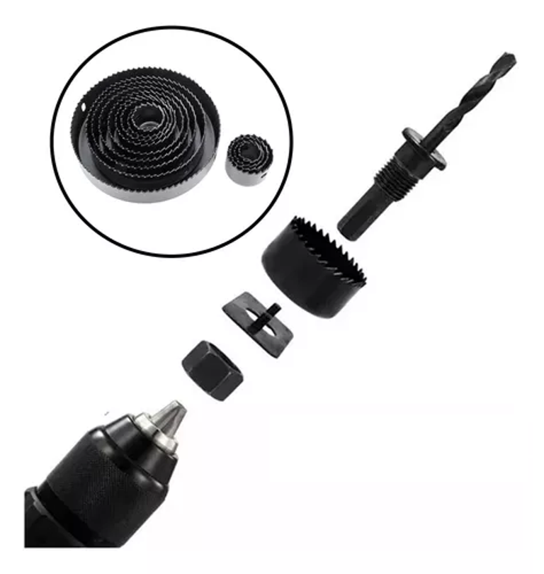 Kit 18pcs Copas Brocas Sierras Perforadoras Sacabocado Madera Carpintería