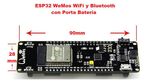 ESP32 WeMos WiFi + Bluetooth Dual Core con Porta Batería